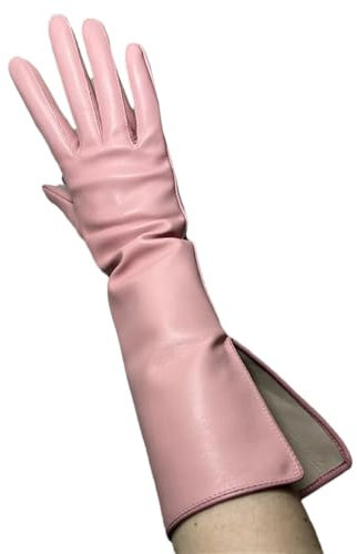 Herren Damen Schaffell Handschuhe Revers Manschette Schlitz Lange Opernhandschuhe, pnnrk, 35cm length M