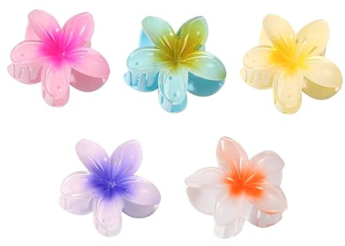 SGERUFZ 5 Stück Blumen Haarspangen, Flower Hair Claw Clips, Große Blumenförmige Krallenklammern, Rutschfest Blumen Haarklammern, Große Klauen Haarspangen für Frauen dick/dünn Haar