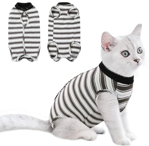 CITÉTOILE Kattbody efter operation, kattkläder för magen sår, rekreationsoverall, kläder efter operation, e-halsband, alternativ för katter hundar, svart, M