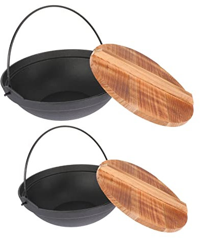 COLLBATH 2pcs Cast Iron Pot Japanese Style Hanging Pot for Outdoor Use and Cooking Scenarios and Practical
