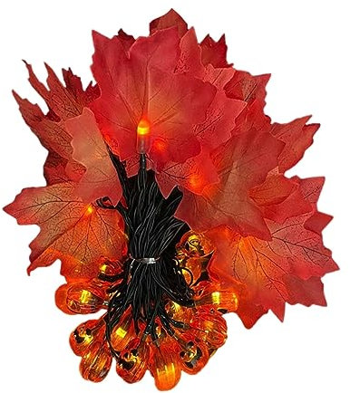 Amosfun Solarbetriebene Kürbis-lichterkette Mit 20 Leds Für Halloween-dekorationen