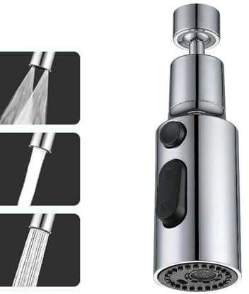 3 Function Kitchen Spray Head, 360° Swivel Spout Extender for Sink, Faucet Attachment, Aerator Adapter Accessories