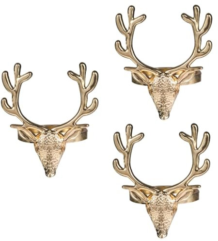 Amosfun 3sets Einzigartige Weihnachten Serviettenringe Hirsch Serviettenhalter Legierung Serviettenverschluss Tischbedarf 4 Stücke * 3