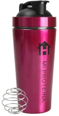 Home Universal® 750ML Botella Gim Shaker de Acero Inoxidable | BPA Free con Mezclador de Tapa Integrado | Vaso Gimnasio con Medidor | Apto para Lavavajillas | Vaso Proteína (Fucsia)