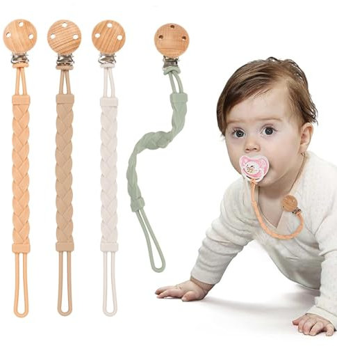 4er-Pack Schnullerkette Silikon Leicht Zu Reinigendes Schnullerketten Hochelastische Weiche Schnullerkette Sicherheit Geeignet FüR Bibs Schnullerkette Schnullerkette Junger Schnullerkette MäDchen (M)