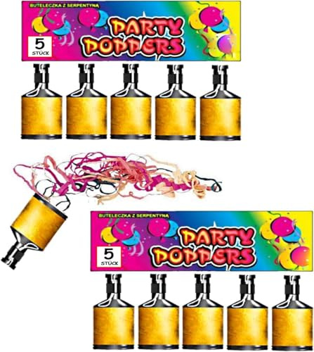 h2i Schampus Partyknaller | 10 St. | Ziehknaller Knallflasche Trickknaller | der perfekte Scherzartikel für Silvester Halloween Geburtstag & Partys – Spaß garantiert |b| Jugendfeuerwerk Kat F2