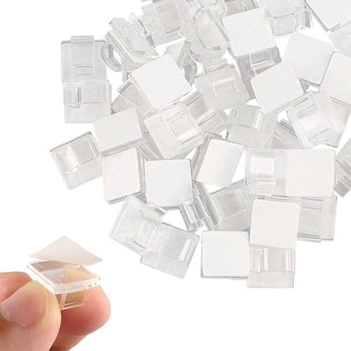 VONJUMA 60 Pcs Fermacavi Supporti Per Cavi Esterni Clip Per Cavi Clip Per Cavi Autoadesivo Fissaggio Per Cavi Trasparente 14×14×8mm