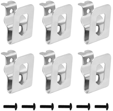 6 Pack Electric Drill Belt Clips,Dewal-T Replacement Belt Hook with 6 PCS Screws,Stainless Steel Drill Tool Kit Suitable for Screw Holes Consistently,Drill Clip Hook Tools