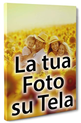 ConKrea - Quadro Personalizzato su Tela Canvas - Stampa la tua Foto su Tela in Alta Definizione con Telaio in Legno Massello - Pronto da Appendere - 70x100 cm
