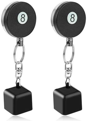 SHYSBV Billard-Queues-Kreidehalter, schwarz, 8 Kugel-Kreidehalter, einziehbarer und ausziehbarer Queue-Clip, Snooker-Queues, Kreidebox, Pool-Queues, Kreide-Tasche mit einziehbaren Schlüsselringen, 2