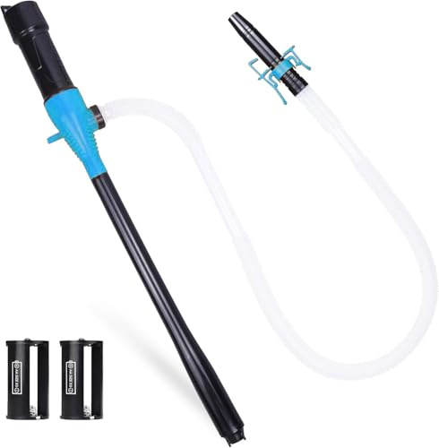 Lquild Transferpumpe, batteriebetriebene tragbare Pumpe für Benzin Diesel Kraftstoff Fluid Öl Kerosin, bis zu 9L pro Minute,mit verlängertem Schlauch (Long Hose & Fixed Nozzle)