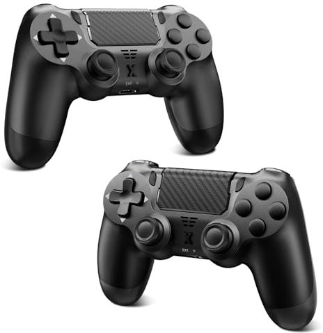 Suoxiom Wireless Controller für P4,Game Controller Kompatibel mit P4/Slim/Pro,Bluetooth Gamepad Joystick mit Touch Panel,6-Achsen Gyro Sensor, 3.5mm Audio Jack(Schwarz+Schwarz)