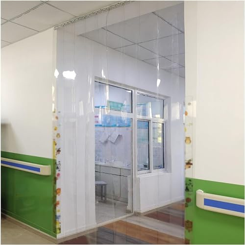 PVC Refrigeration Strip Curtain Door Strip, Hanging Push-Pull Partition Door Curtain, Warehouse Garage Folding Waterproof Clear Roller Shutter, Customizable for catering and cold rooms.(1.6mm 2.2X2M)
