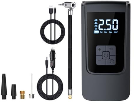 Agwuoetr Compresor de Aire con Pantalla Digital Inflador de NeumáTicos InaláMbrico para Coche Bomba de Aire para NeumáTicos de Bicicleta Bomba de Inflado PortáTil C