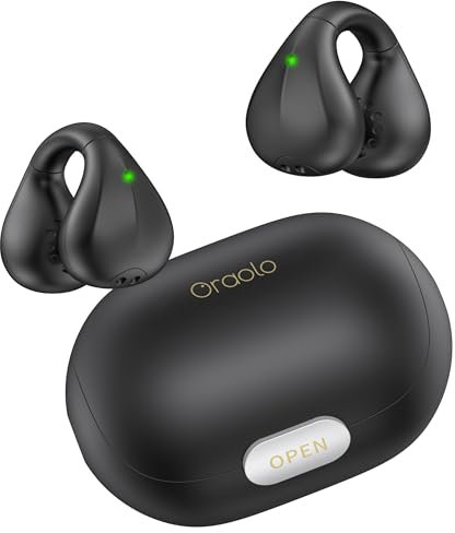 oraolo Ecouteurs Bluetooth sans Fil Open-Ear avec Contrôle Tactile, Écouteurs Bluetooth 5.3 Ouverts Casque Stéréo, Ecouteurs à Clip pour Le Sport, Étanchéité IPX5 Adaptée au Sport/Fitness/Runing Noir