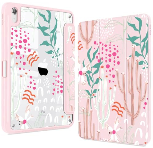 Teryeefi Clear Case for iPad (A16) 11th Generation 11 Inch 2025 Release, for iPad 10th Generation 10.9 Inch 2022 Protective Shell with Pencil Holder, Soft TPU+Crystal Hard Back Cover-Cactus Plant