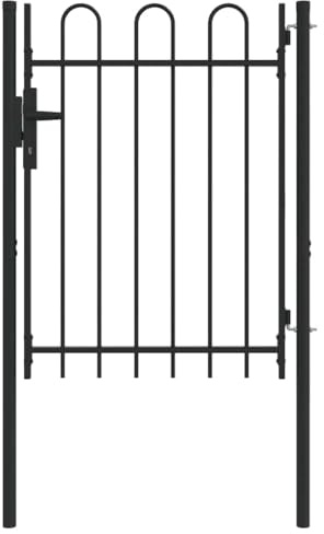 Cancello Giardino Robusto Cancelletto Pedonale, Cancello per Recinzione Grigio 100 X 120 cm Barriera Di Sicurezza per Esterno Terrazzo Giardino Cortile Balcone Patio