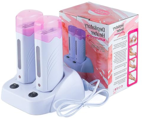 Romozee Dual Roll On Wax Warmer UK Plug, Double Cartridge Wax Heater 220-240V, Professional Depilatory Machine for Home & Salon, Suitable for Full Body Hair Removal