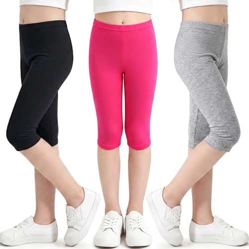 Domueay Leggings Niña 3/4 Suaves Transpirable Pantalones Cortos Pack de 3