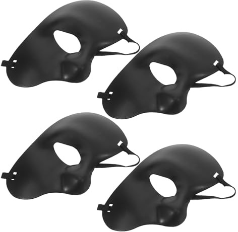 minkissy 4 Stück Retro Halbes Venezianisches Masken aus Kunststoff für Herren mit Mattem Finish und Vintage Eleganz Entlastet Wangenknochen und Ohren Passend für Mardi Gras und Theater