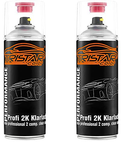 TRISTARcolor 2 x 2K Klarlack hochglänzend Spraydose HS 400 ml Autolack | Chemikalien- und benzinresistent, extrem hoher Glanz, ausgezeichnete Haftung, glatte Oberfläche, Sprühdose, Made in Germany