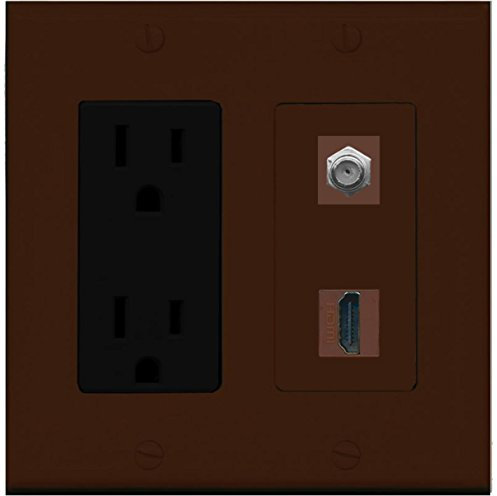 Riteav – 15 amp di corrente e 1 porte HDMI Cavo coassiale tv- F-Type piastra decorativa Earthen