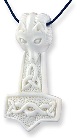 Island Piercings Mjölnir Thors Hammer Anhänger Echte Handarbeit Knochen inkl. Band PB376