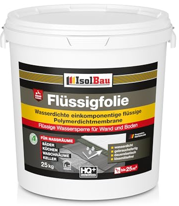 Isolbau Flüssigfolie 25 kg - Abdichtung für Dusche, Bad, Küche - MPA-Zertifikat Duschabdichtung für Wand und Boden - Abdichtungsmasse Wasserdicht und Lösemittelfrei