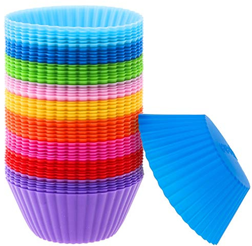 54 Pack Silicone Muffin Cups, Selizo Silicone Cupcake Baking Cups Reusable Muffin Liners Cupcake Wrapper Cups Holders for Muffins, Cupcakes, and Candies