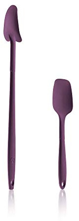 Kochblume Geizhals Set, Restelöffel, Flexlöffel S | Premium Premium-Silikon & BPA freimit Edelstahlkern | In der bunten Box (lila, 2er Set)