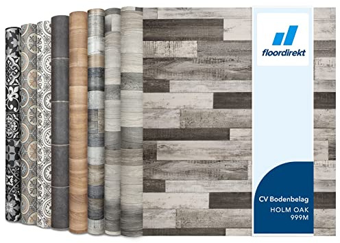 Floordirekt PVC Bodenbelag Meterware nach Maß Vinylboden, CV Linoleum für Küche & Balkon in Holzoptik, Fliesenoptik, Steinoptik - robust & pflegeleicht 200 x 300 cm | Plaza | Holm Oak 999m