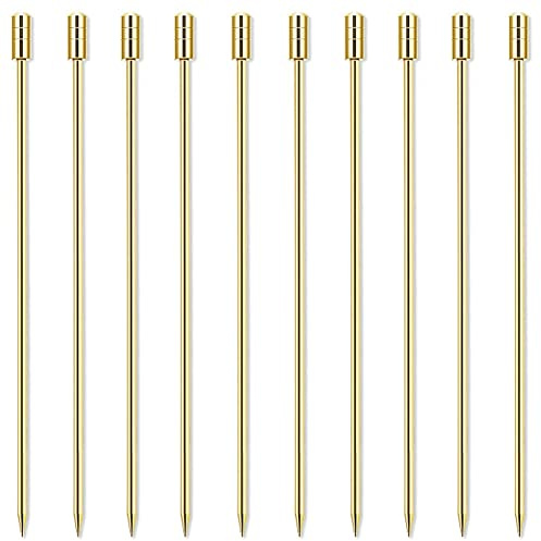 LB-LAIBA Stainless Steel Cocktail Picks Martini Olive Picks for Mojitos Bloody Marys Olives Appetizers Fruits Sandwiches Drink Home Bar Decor 10 pieces (Gold)
