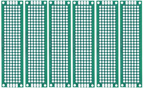 sourcing map 6er Pack PCB Leiterplatte Beidseitig Schaltung für DIY Löten 20mmx80mm Grün