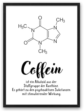 Din A4 Kunstdruck ohne Rahmen - Coffein Koffein - Molekül Definition Chemie Kaffee Kaffeeliebe Coffee Geschenk Druck Bild