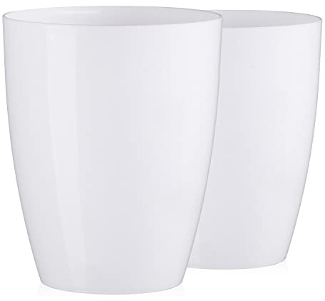 Tymar Orchideentopf Übertopf, 2er-Pack, transparent, Blumentopf, Blumenkübel für Orchidee, Pflanzentopf aus Kunststoff, Moderne, schlanke, Runde Form, AGASTO001 (Weiß, ø 12 cm)
