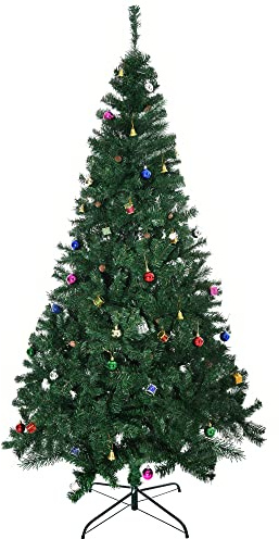 HOMCOM Árbol de Navidad Artificial 210 cm Ignífugo con 1036 Ramas Adornos Decorativos Hojas de PVC Apertura Automática Soporte Metálico Decoración Navideña para Interiores Verde