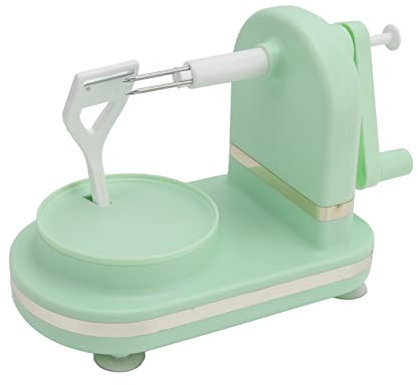 Pelador Manual de Manzanas,pelador de Peras de manivela rotativa, rebanador y descorazonador con Base de succión Antideslizante y Cuchilla de Acero Inoxidable para Cortar Manzanas (Verde Claro)