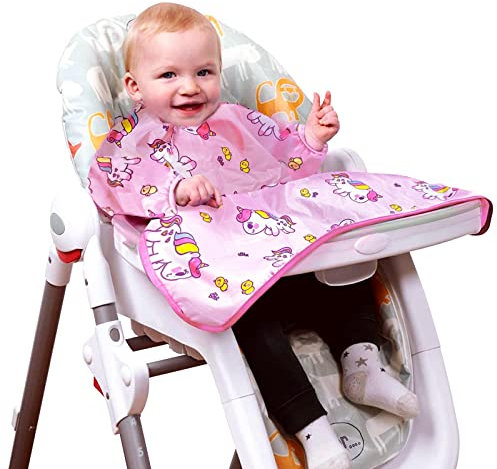 AYNKH Entwöhnung Lätzchen, Overall Lange Ärmel Wasserdichte Lätzchen zu Baby Hochstuhl zum Essen, Einfach zu reinigen, Geeignet für 6 Monate bis 3 Jahre alt
