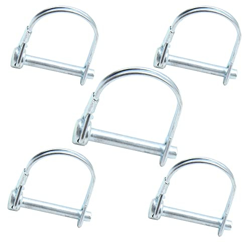 CEEYSEE 5Pcs Shaft Locking Pin 6mm Trailers Lock Hitch Lock Pin Zinc Plated Carbon Steel Round Loop Safety Wire Lock Pin Length 40mm for Farm Trailers Trolley Wagons Lawn Garden Towing (KD.M6 X 40mm)