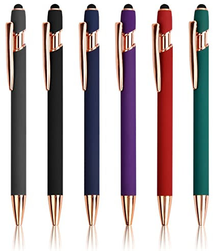 6 Stück Eingabestift Stylus Pen Touchscreen Stift Tablet Stift Kugelschreiber mit Touchpen Universal Gummi Touch Pen für iPhone Pro Air Mini Samsung Galaxy Huawei Tablets und Alle Smartphone