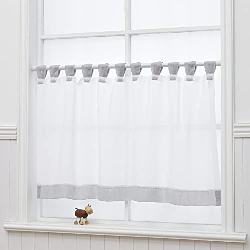 NSXIN Scheibengardine Voile Bistrogardine mit Schlaufen Transparente Vorhang Moderne Fenstervorhang Gardine Gaze Schals Fensterschal für Küche Wohnzimmer Landhaus HxB 60x120cm Graue Kante