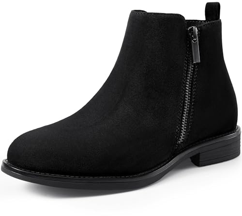 Harvest Land Womens Chelsea Boots Ladies Ankle Boots Winter Boots Stylish Classic Short for Adults Zip-up Shoes Black 9UK