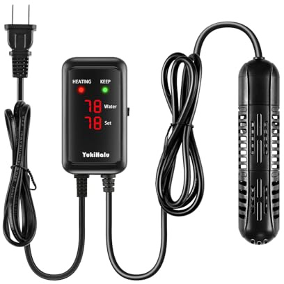 YukiHalu Aquarium Heater 50/100/200/300/500W with Protective Case, Fish Tank Heater, Temperature Adjustable, External Temperature Controller, LED Display, Used for 10/20/40/75/120 Gallons (100W)
