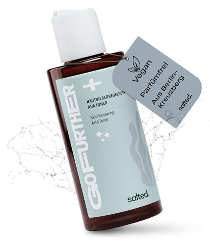 salted. Hautbilderneuernder AHA Toner | 150 ml | Peelt die Haut | Bekämpft Pickel und Unreinheiten | Mit Glykolsäure und veganer Milchsäure | Mehr Glow | Für ölige und Mischhaut | Vegan