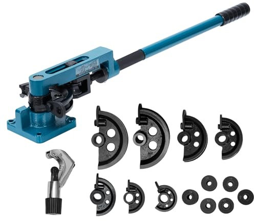 Aprafie Rohrbieger, 3/8 Zoll bis 2,5 cm, manueller Rohrbieger mit Rohrschneider und 7 Schneideisen für Metall, Kupfer, Stahl, HVAC-Rohrbieger, Werkzeug