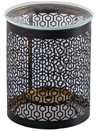 Brûle-Parfum Le Parfait en métal Élégant avec Motif Symétrique Découpé au Laser - Atmosphère Parfumée - Aromathérapie Artisanat Raffiné - Intérieur Moderne embaumé -50 ML - H 10,5cm – Zen’Arôme