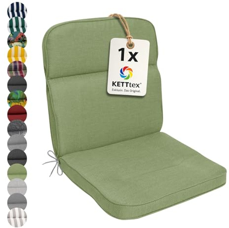 KETTtex EXKLUSIV Auflage Mittellehner grün I Gartenstuhl Polster 110x50x7cm I hochwertige & Pflegeleichte Sesselauflage I Wetter- & formbeständige Stuhlauflage I KTH3 Sitzauflage