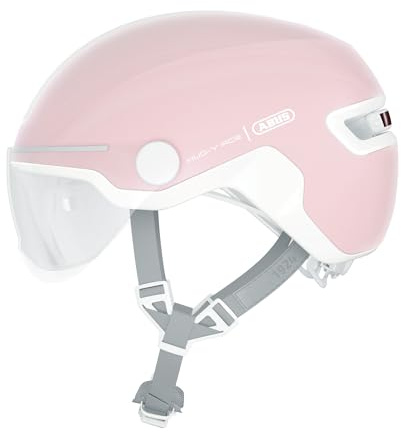 ABUS Stadthelm HUD-Y ACE - stylischer Fahrradhelm mit Visier und magnetischem, aufladbarem LED-Rücklicht - für Damen und Herren