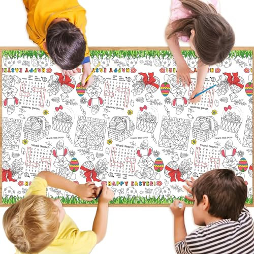 Ausmal-Tischdecke Ostern, Ostern Tischdecke Zum Ausmalen Ostern Ausmaltischdecke Kinder Ostertischdecke Papiertischdecke Ostern Basteln Graffiti Osterbasteln Für Ostern, 137 * 274cm