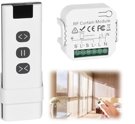 Funkschalter Jalousieschalter Set mit Fernbedienung Funk Rolladenschalter für Rolladen, Jalousien, Markisen, Bestehend aus RF Fernbedienung + Empfänger Modul, Bis 100m Reichweite